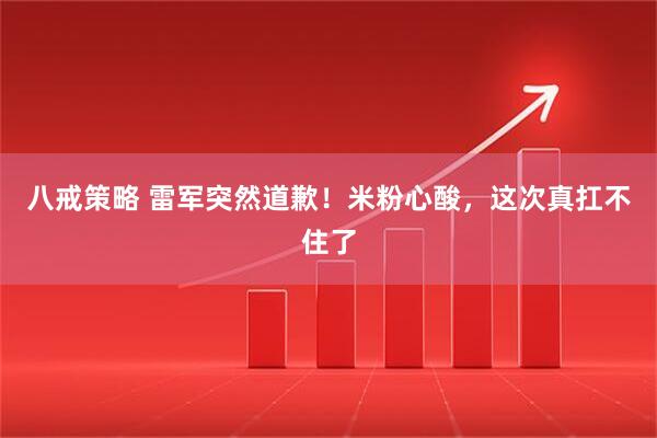 八戒策略 雷军突然道歉！米粉心酸，这次真扛不住了